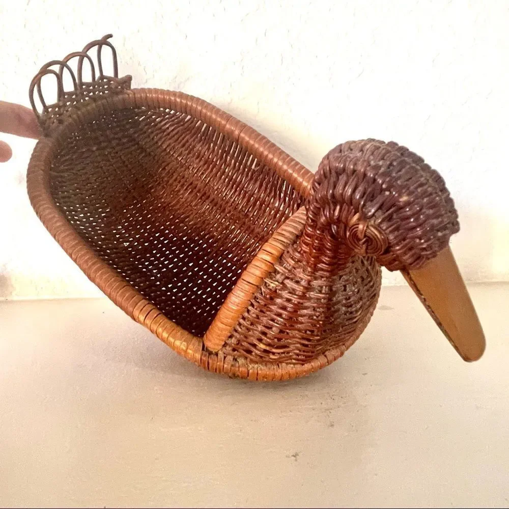 Vintage duck rattan basket
